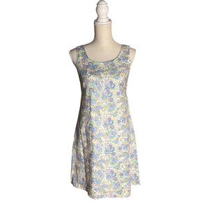 vintage Laura Ashley floral tank dress size US 8 6 blue purple white 90s linen